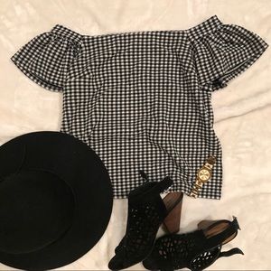 Gingham Off the Shoulder Top